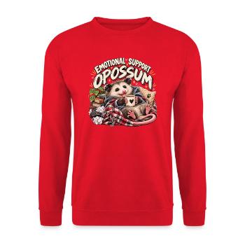 Emotional Support Opossum – Lustiges Tiermotiv - Unisex Pullover - Rot - Vorne - Alina (178cm) & Michal (187cm)