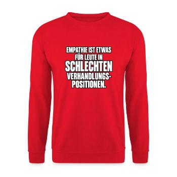 Empathie in Verhandlungssituationen - Unisex Pullover - Rot - Vorne - Alina (178cm) & Michal (187cm)