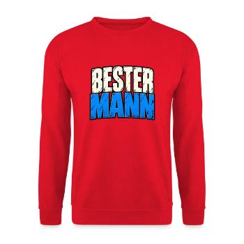 Bester Mann – Lustiger Männer Spruch - Unisex Pullover - Rot - Vorne - Alina (178cm) & Michal (187cm)