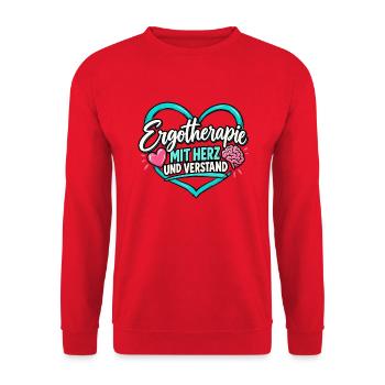 Ergotherapie mit Herz - Unisex Pullover - Rot - Vorne - Alina (178cm) & Michal (187cm)