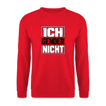 Ich gender nicht – Statement Spruch - Unisex Pullover - Rot - Vorne - Alina (178cm) & Michal (187cm)