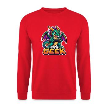 Dragon Geek Gamer Tee - Unisex Pullover - Rot - Vorne - Alina (178cm) & Michal (187cm)