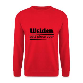 Weiden - Stadt best place ever - Unisex Pullover - Rot - Vorne - Alina (178cm) & Michal (187cm)