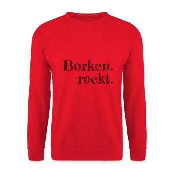 Borken rockt - Textdesign mit Stadtnamen - Unisex Pullover - Rot - Vorne - Alina (178cm) & Michal (187cm)
