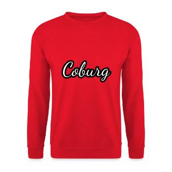 Coburg - Textdesign mit Stadtnamen - Unisex Pullover - Rot - Vorne - Alina (178cm) & Michal (187cm)