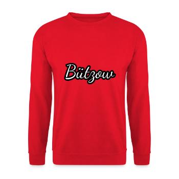 Bützow - Textdesign mit Stadtnamen - Unisex Pullover - Rot - Vorne - Alina (178cm) & Michal (187cm)