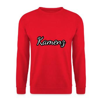 Kamenz - Textdesign mit Stadtnamen - Unisex Pullover - Rot - Vorne - Alina (178cm) & Michal (187cm)
