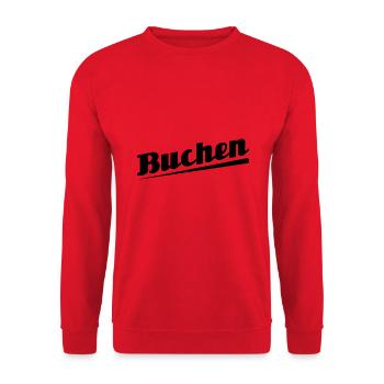 Buchen - Textdesign mit Stadtnamen - Unisex Pullover - Rot - Vorne - Alina (178cm) & Michal (187cm)