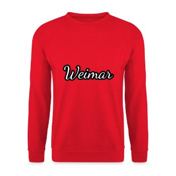 Weimar - Textdesign mit Stadtnamen - Unisex Pullover - Rot - Vorne - Alina (178cm) & Michal (187cm)