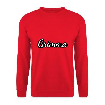 Grimma - Textdesign mit Stadtnamen - Unisex Pullover - Rot - Vorne - Alina (178cm) & Michal (187cm)
