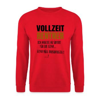 lustiger Spruch Vollzeit Rentner arbeitet für Gema - Unisex Pullover - Rot - Vorne - Alina (178cm) & Michal (187cm)