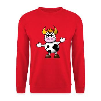 Cléa la vache - Sweat-shirt Unisexe - rouge - Devant - Alina (178cm) & Michal (187cm)