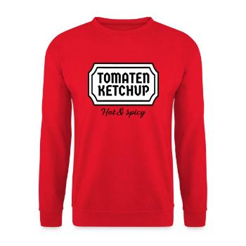 Ketchup Kostüm Tomatenketchup Etikett Karneval - Unisex Pullover - Rot - Vorne - Alina (178cm) & Michal (187cm)