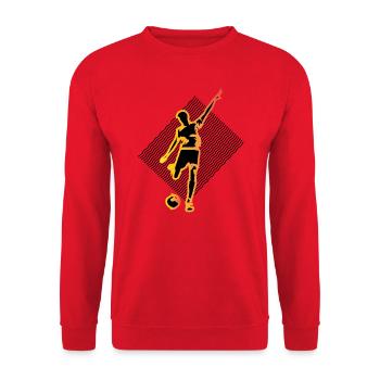 Soccer Fußballspiel Fußballer Ballsport Fußball - Unisex Pullover - Rot - Vorne - Alina (178cm) & Michal (187cm)