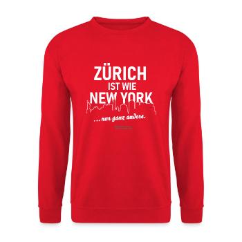 Zürich ist wie New York - Unisex Pullover - Rot - Vorne - Alina (178cm) & Michal (187cm)