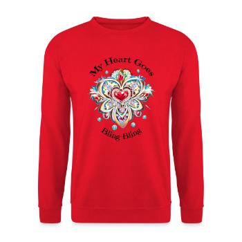 My Heart Goes Bling-Bling II - Unisex Sweatshirt - red - Front - Alina (178cm) & Michal (187cm)
