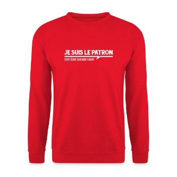 Je suis le Patron c'est écrit sur mon tshirt ! - Sweat-shirt Unisexe - rouge - Devant - Alina (178cm) & Michal (187cm)