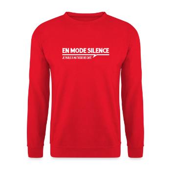 En mode silence je parle à ma tasse de café - Sweat-shirt Unisexe - rouge - Devant - Alina (178cm) & Michal (187cm)