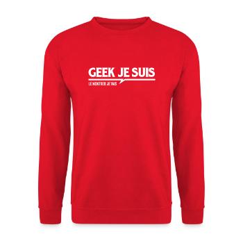 Geek je suis, le montrer je vais - Sweat-shirt Unisexe - rouge - Devant - Alina (178cm) & Michal (187cm)