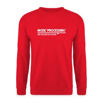 MODE PROCESSING je ne suis pas en retard - Sweat-shirt Unisexe - rouge - Devant - Alina (178cm) & Michal (187cm)