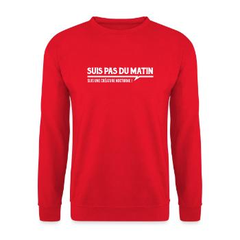SUIS PAS DU MATIN - Suis une créature nocturne ! - Sweat-shirt Unisexe - rouge - Devant - Alina (178cm) & Michal (187cm)