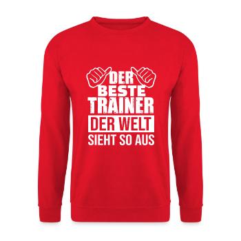 Fußballtrainer Spruch Bester Trainer Fußballcoach - Unisex Pullover - Rot - Vorne - Alina (178cm) & Michal (187cm)