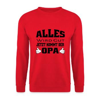 Alles wird gut lustiger Spruch bester Opa - Unisex Pullover - Rot - Vorne - Alina (178cm) & Michal (187cm)