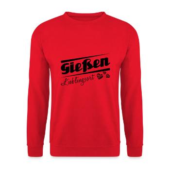Gießen - Lieblingsort mit Stadtnamen - Unisex Pullover - Rot - Vorne - Alina (178cm) & Michal (187cm)