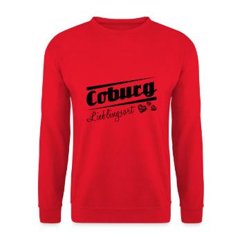 Coburg - Lieblingsort mit Stadtnamen - Unisex Pullover - Rot - Vorne - Alina (178cm) & Michal (187cm)