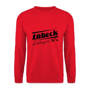 Lübeck - Lieblingsort mit Stadtnamen - Unisex Pullover - Rot - Vorne - Alina (178cm) & Michal (187cm)