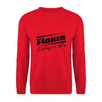 Plauen - Lieblingsort mit Stadtnamen - Unisex Pullover - Rot - Vorne - Alina (178cm) & Michal (187cm)