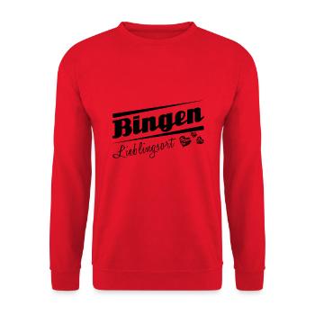 Bingen - Lieblingsort mit Stadtnamen - Unisex Pullover - Rot - Vorne - Alina (178cm) & Michal (187cm)