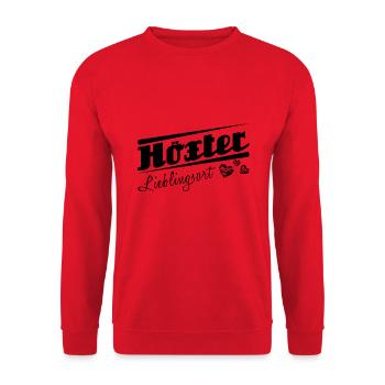 Höxter - Lieblingsort mit Stadtnamen - Unisex Pullover - Rot - Vorne - Alina (178cm) & Michal (187cm)