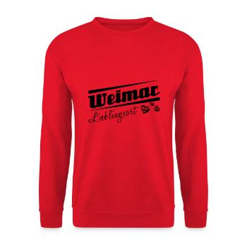 Weimar - Lieblingsort mit Stadtnamen - Unisex Pullover - Rot - Vorne - Alina (178cm) & Michal (187cm)