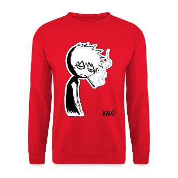 Black and white sketch: melancholic type - Unisex Sweatshirt - red - Front - Alina (178cm) & Michal (187cm)