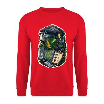 Sturmbeobachtung Karte Funkgerät Wolken - Unisex Pullover - Rot - Vorne - Alina (178cm) & Michal (187cm)