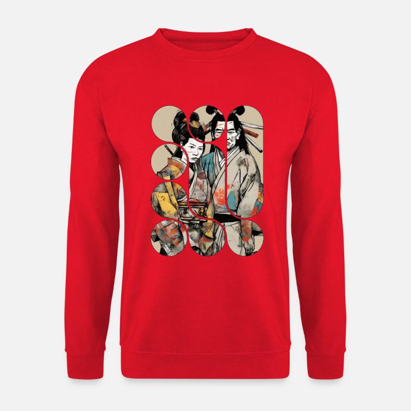 Samurai und Geisha Japanische Kunst - Unisex Pullover - Rot