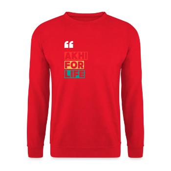 Akhi for Life - Unisex Pullover - Rot - Vorne - Alina (178cm) & Michal (187cm)
