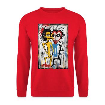 Abstract Couple - Urban Art - Unisex Sweatshirt - red - Front - Alina (178cm) & Michal (187cm)