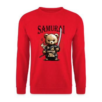 Samurai Teddy - Unisex Sweatshirt - red - Front - Alina (178cm) & Michal (187cm)