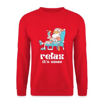 Relax Santa Père Noël en vacances - Sweat-shirt Unisexe - rouge - Devant - Alina (178cm) & Michal (187cm)