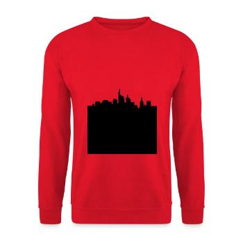 City City Skyline - Silhouette Cutout Black - Unisex Sweatshirt - red - Front - Alina (178cm) & Michal (187cm)