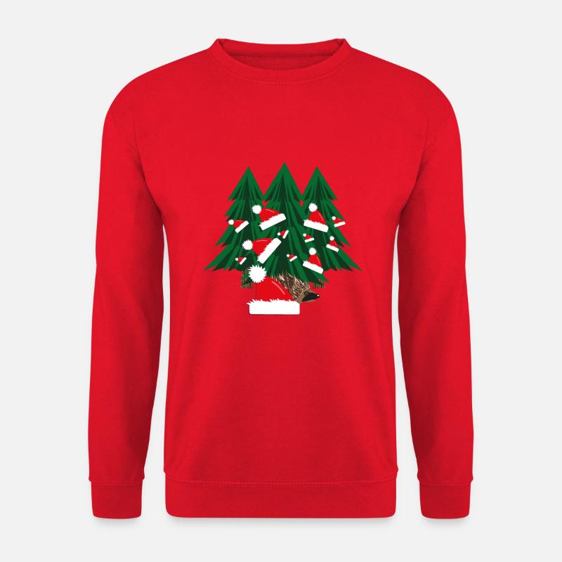 Igel im Wald mit Weihnachtsmützen. - Unisex Pullover - Rot