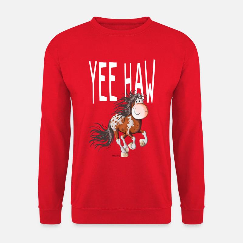 Yee Haw Cheval - Chevaux - Comique - Sweat-shirt Unisexe - rouge