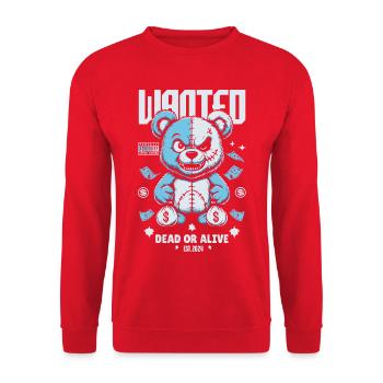 Wanted Bear – Streetwear Gangster Design - Sweat-shirt Unisexe - rouge - Devant - Alina (178cm) & Michal (187cm)