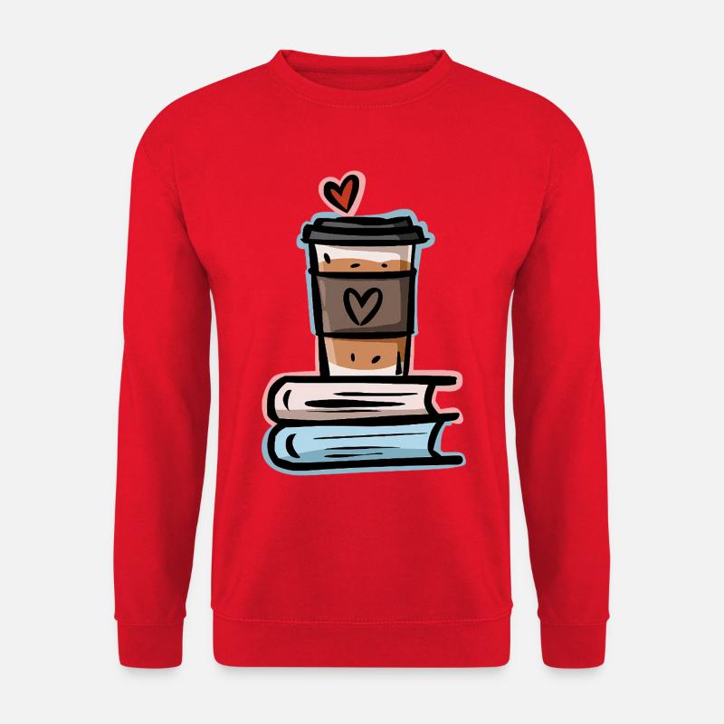 Kaffee und Bücher - Unisex Pullover - Rot