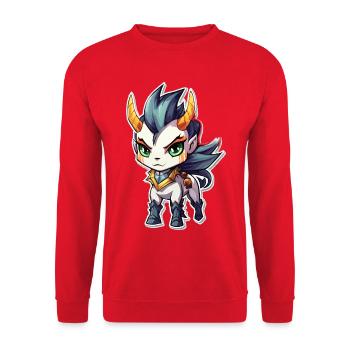 Chibi Demon Horse - Unisex Sweatshirt - red - Front - Alina (178cm) & Michal (187cm)