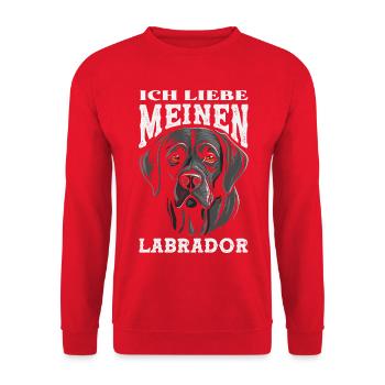Labrador Hund Lustiges Schlafshirt Hunde Geschenk - Unisex Pullover - Rot - Vorne - Alina (178cm) & Michal (187cm)