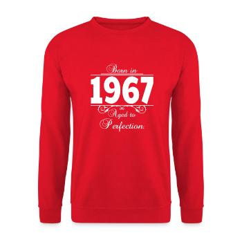 Born in Age 1967 Birthday - Unisex Pullover - Rot - Vorne - Alina (178cm) & Michal (187cm)