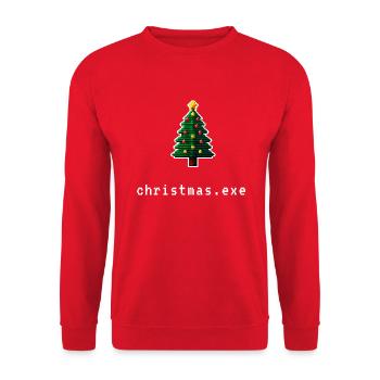 Pixel Christmas - Unisex Pullover - Rot - Vorne - Alina (178cm) & Michal (187cm)
